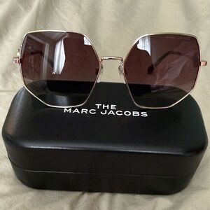 MARC JACOBS Hexagonal Gold Metal Frame With Brown Lenses Aviator Style